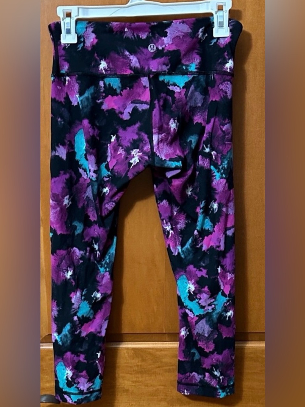 Lululemon Wunder Under Crop III Midnight Bloom Floral Purple Teal Black Sz 6